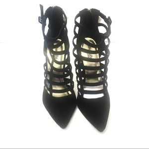 Charlotte Russe adora black caged suede heels